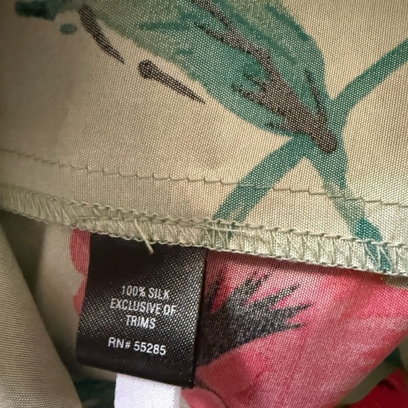 100% Silk Express Green Pink Floral One Shouldered Cocktail Dress size 2 - Picture 8 of 8